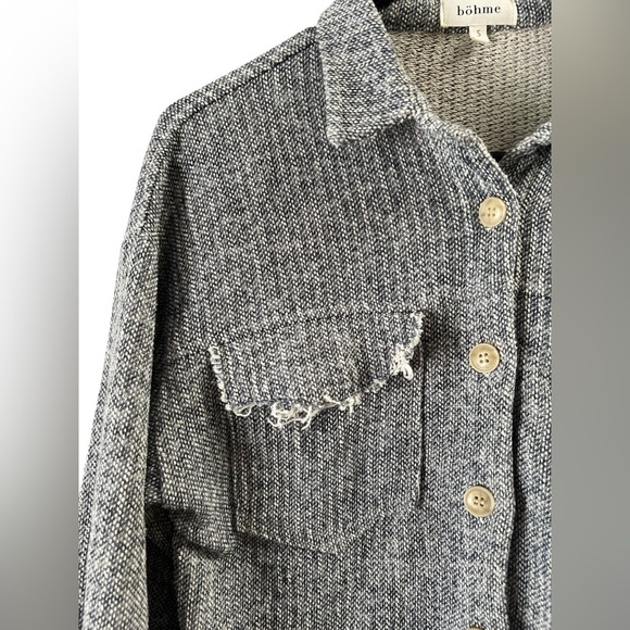 Böhme textured knit long sleeve button down flannel shirt - Picture 3 of 4